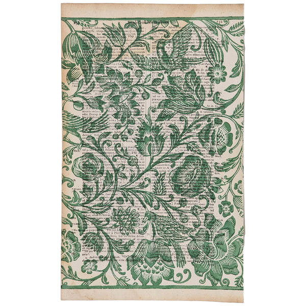 single colour lino print on antique printed paper by J&J Jeffery