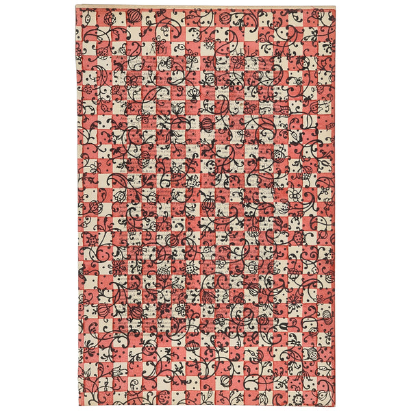 ALPS: Flowers & Fruits on Red Chequer No.34